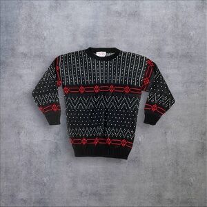 Black White & Red Pattern Sweater